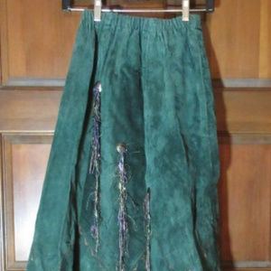 LONG GREEN WESTERN LEATHER SKIRT BY OUTLAWS Small